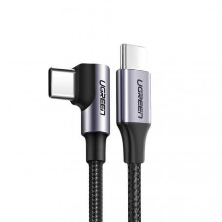 Câble USB-C / USB-C Coudé 90 Degrés Nylon Tressé - UGREEN - 1M Noir